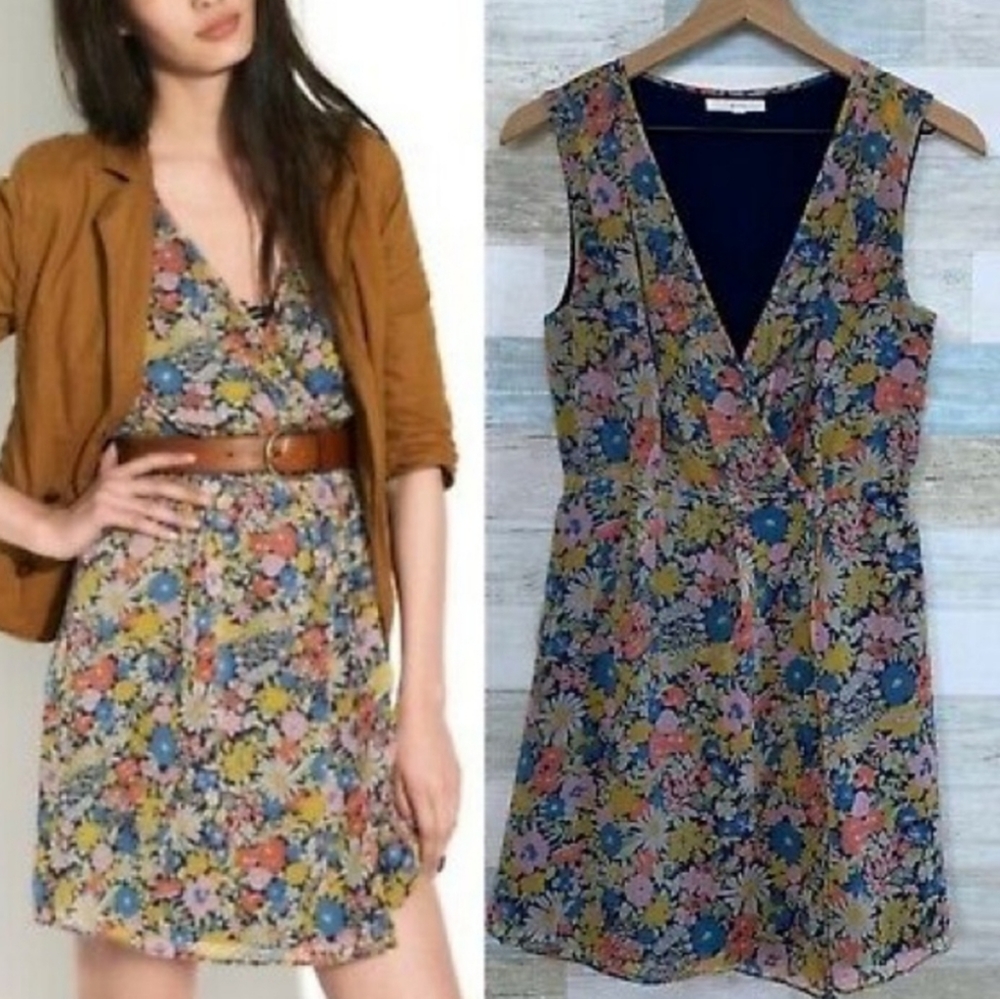 Madewell Eliot Floral Silk Wrap Dress Size 2